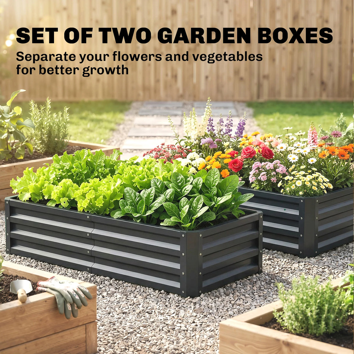 Outsunny Outdoor Galvanized Steel Raised Garden Planter Bed
