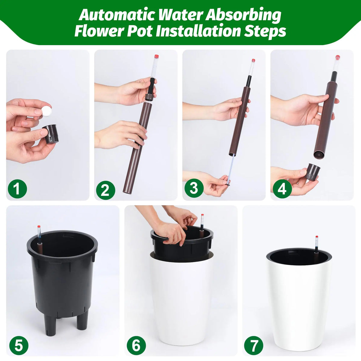 HiMISS Self Watering Planters Set With Water Level Indicator