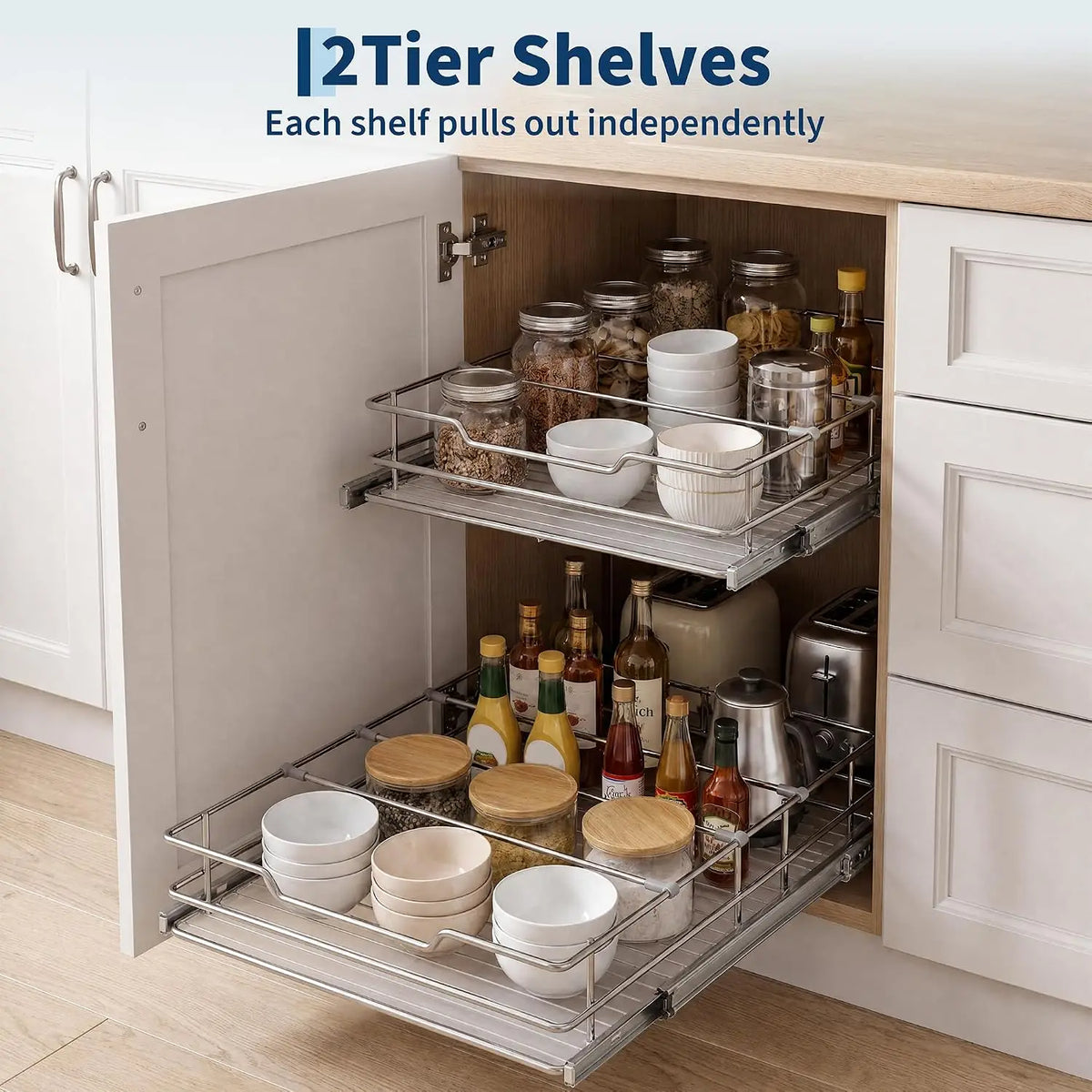 Stainless Steel Pull Out Under Sink Organizer Cabinet Storage Shelf