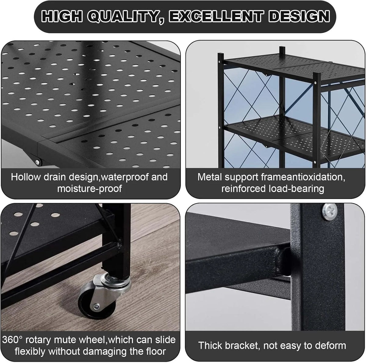 Heavy Duty 5 Tier Metal Storage Rack With Rolling Wheels