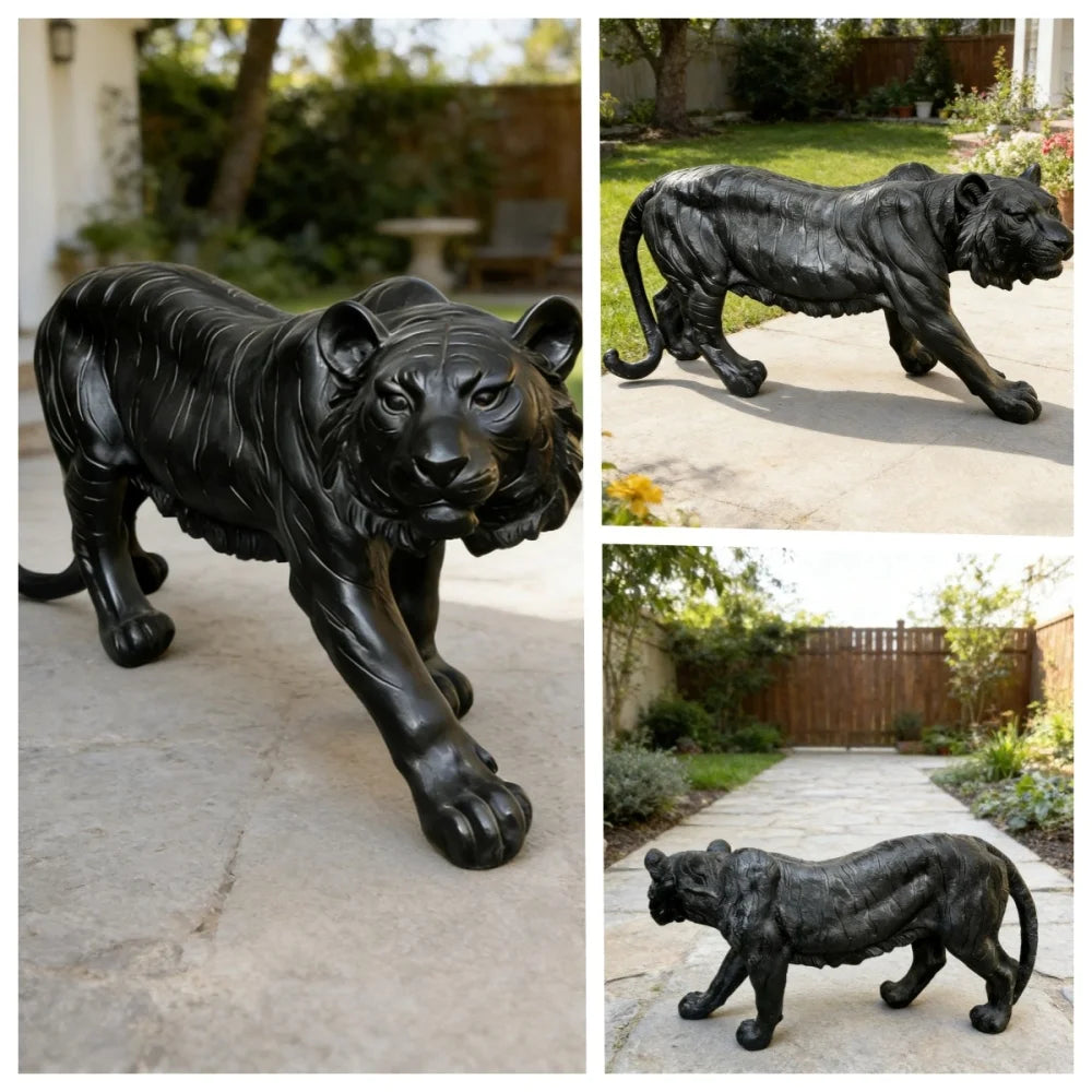 Simulated Tiger Resin Garden Statue For Patio Decor