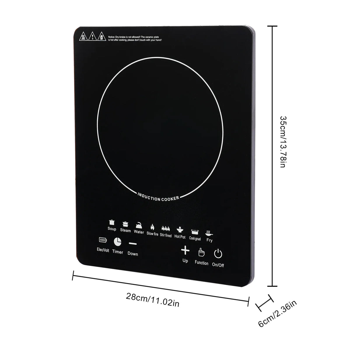 750W Electric Induction Cooktop With Touch Control And Timer