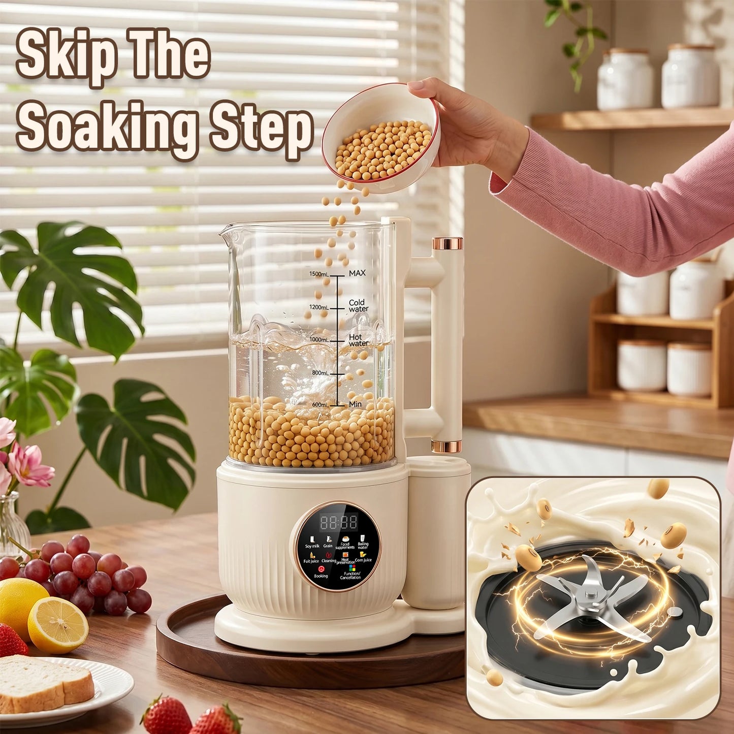 Automatic Nut Milk Maker 1500ml Plug and Play Multifunction Juicer