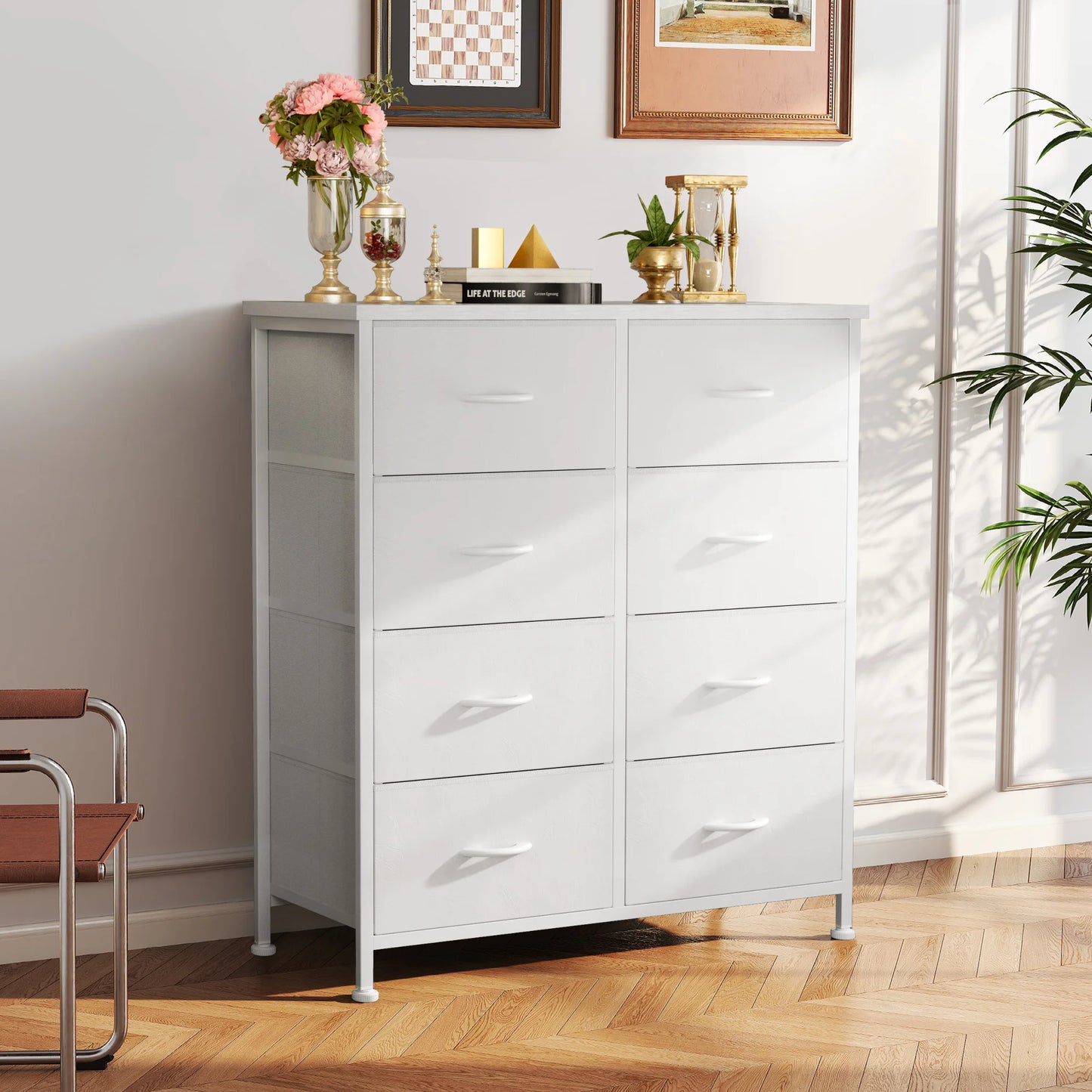 JHK Dresser Wardrobe With 8 Fabric Drawers Metal Frame Cabinet