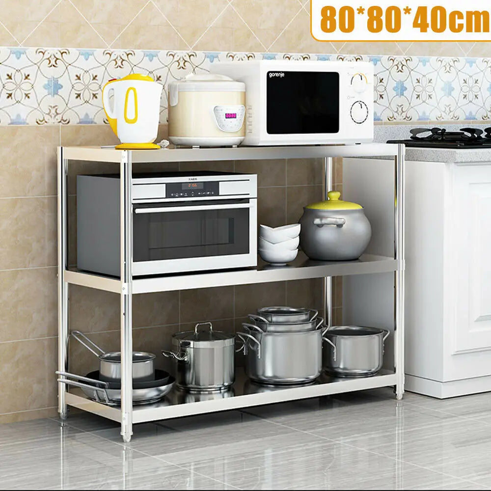 Heavy Duty Stainless Steel Storage Shelving Organizer With Three Tiers