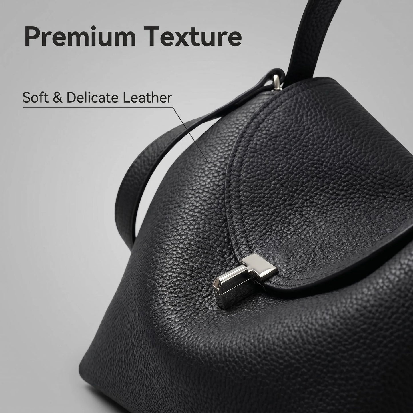 Luxury Genuine Leather Women's Shoulder Bag With Fur Decoration