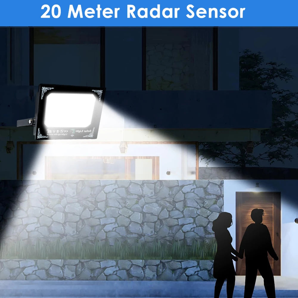 Solar Flood Light With Remote Control For Outdoor Gardens