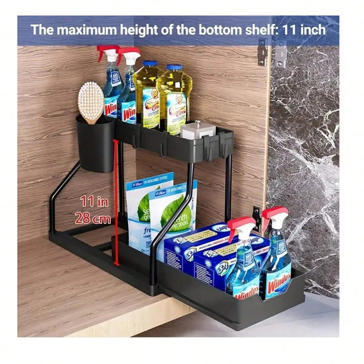Metal Under Sink Pull Out Cabinet Storage Organizer With Drawer