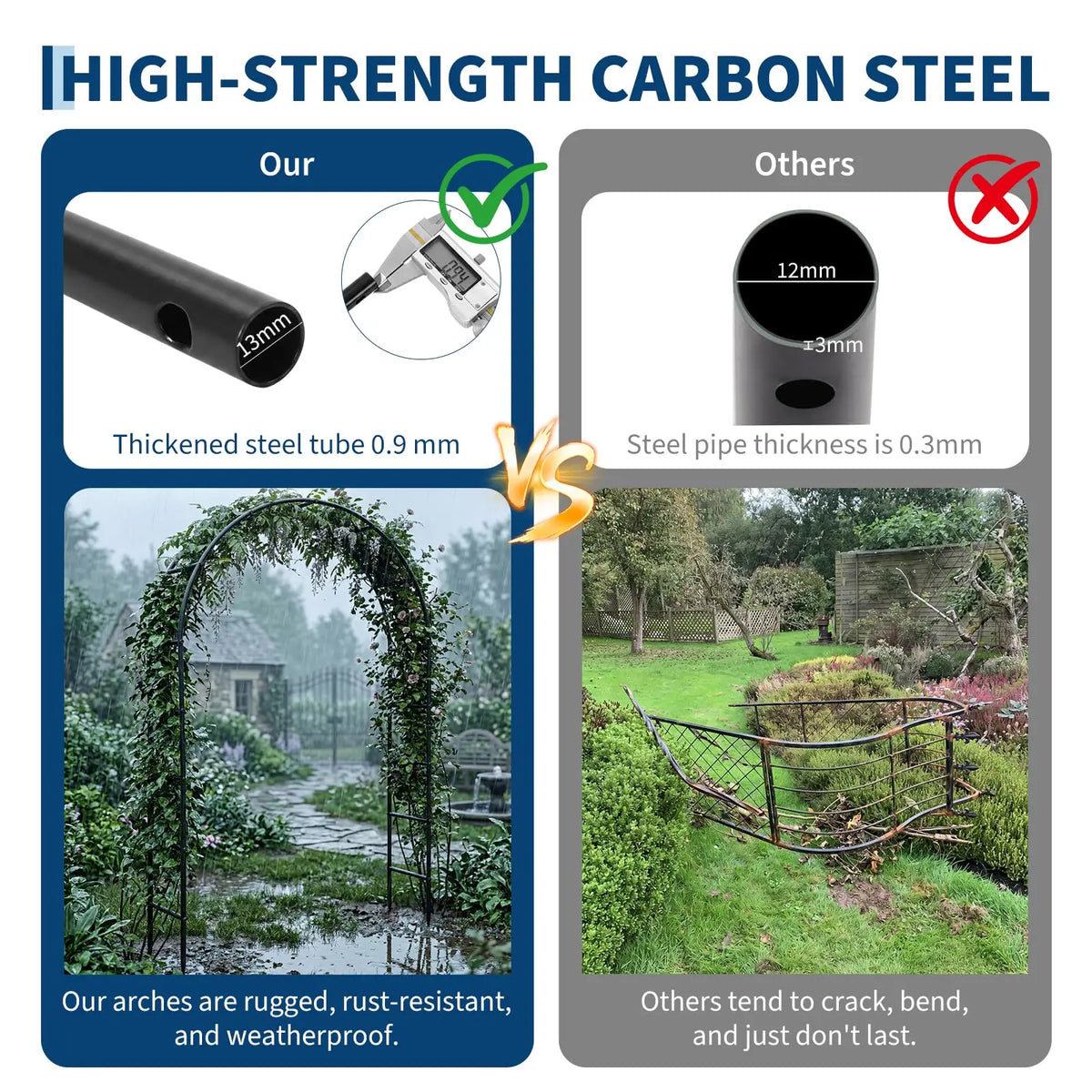 Himiss Heavy Duty Steel Garden Arch Trellis Plant Support
