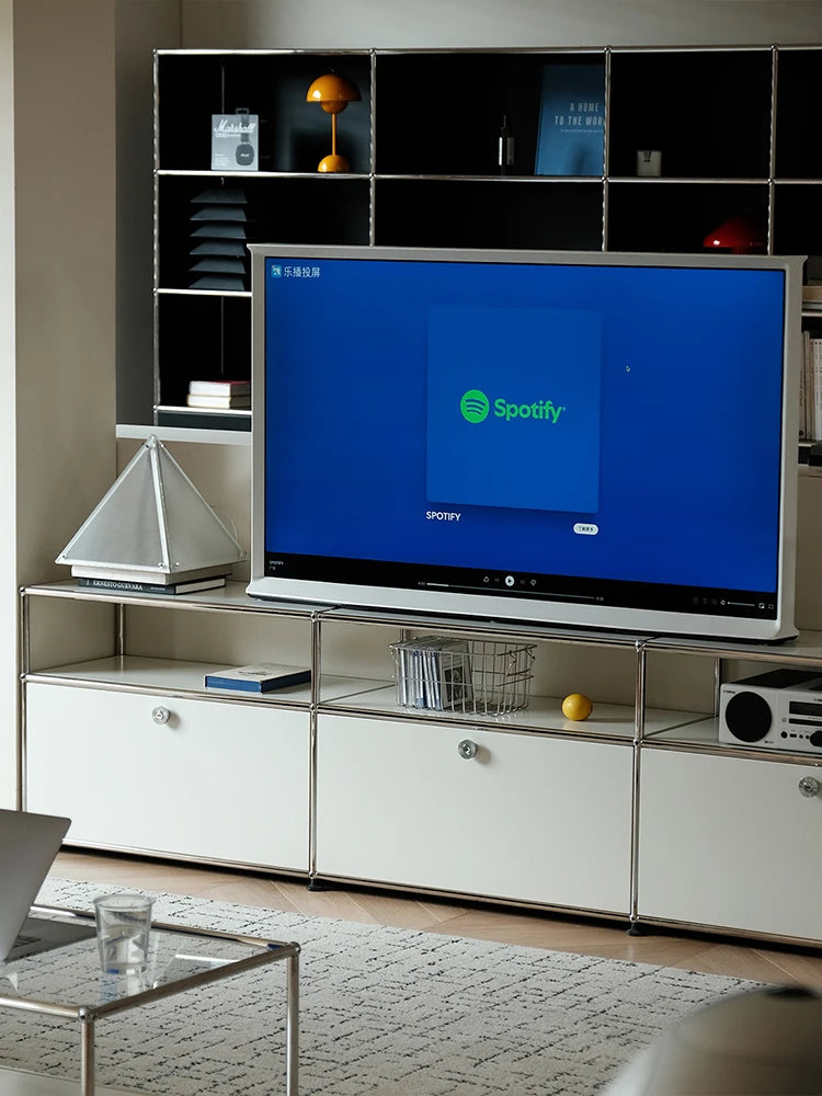 Bigcityfur TV Stand Corner Cabinet Stainless Steel Storage Display