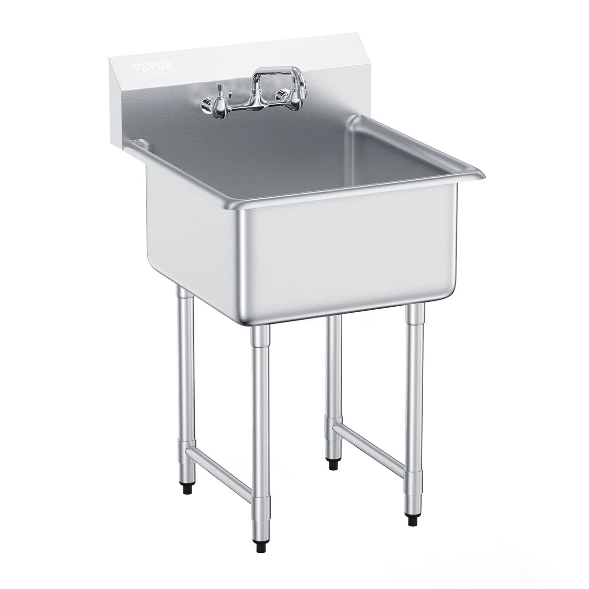 Stainless Steel Commercial Sink Single Bowl with Faucet Kitchen Utility