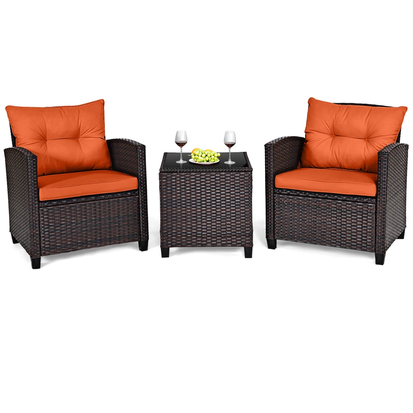 HOMASIS Outdoor Patio Rattan Cushioned Conversation Set