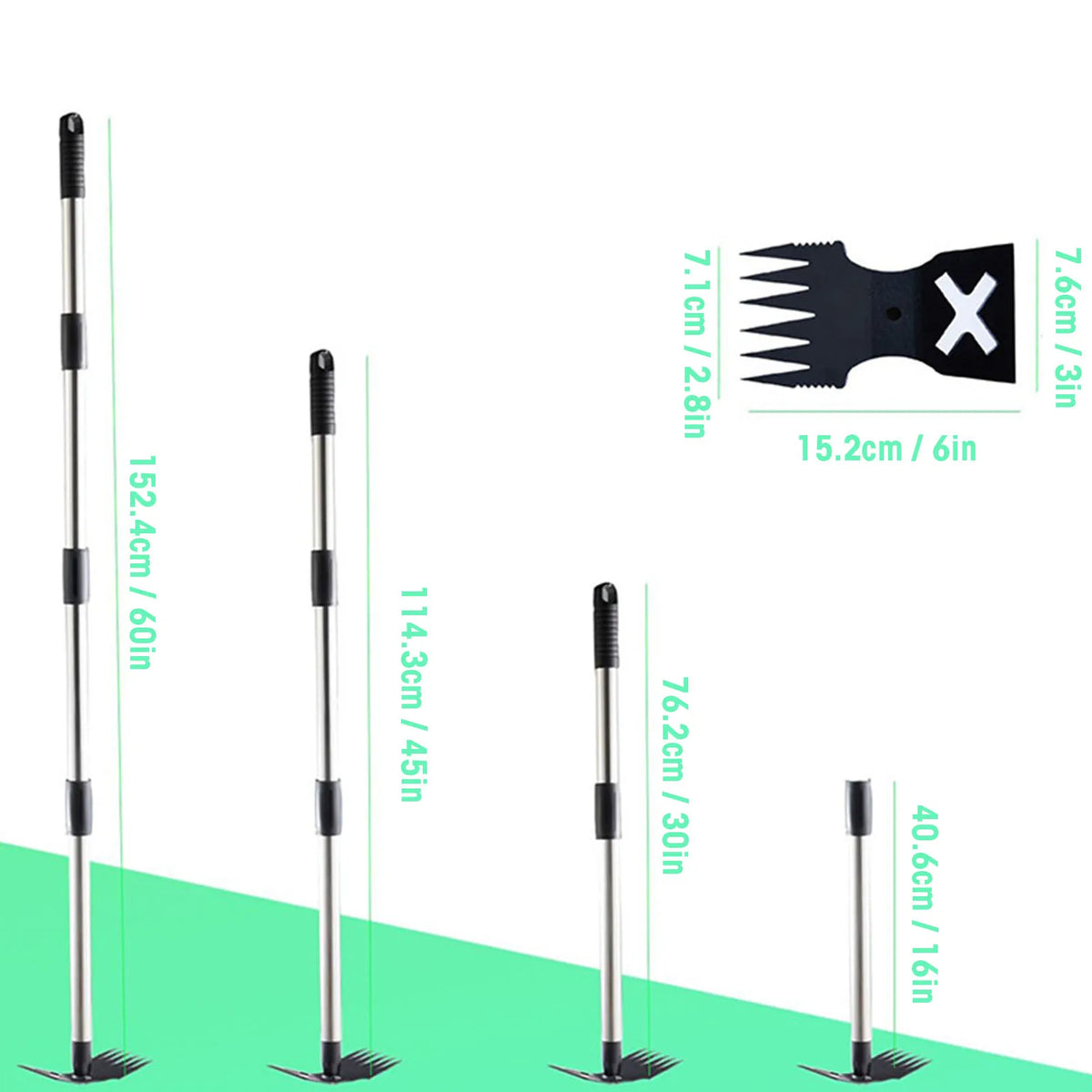 Manual 2 In 1 Long Handle Garden Weed Pulling Rake