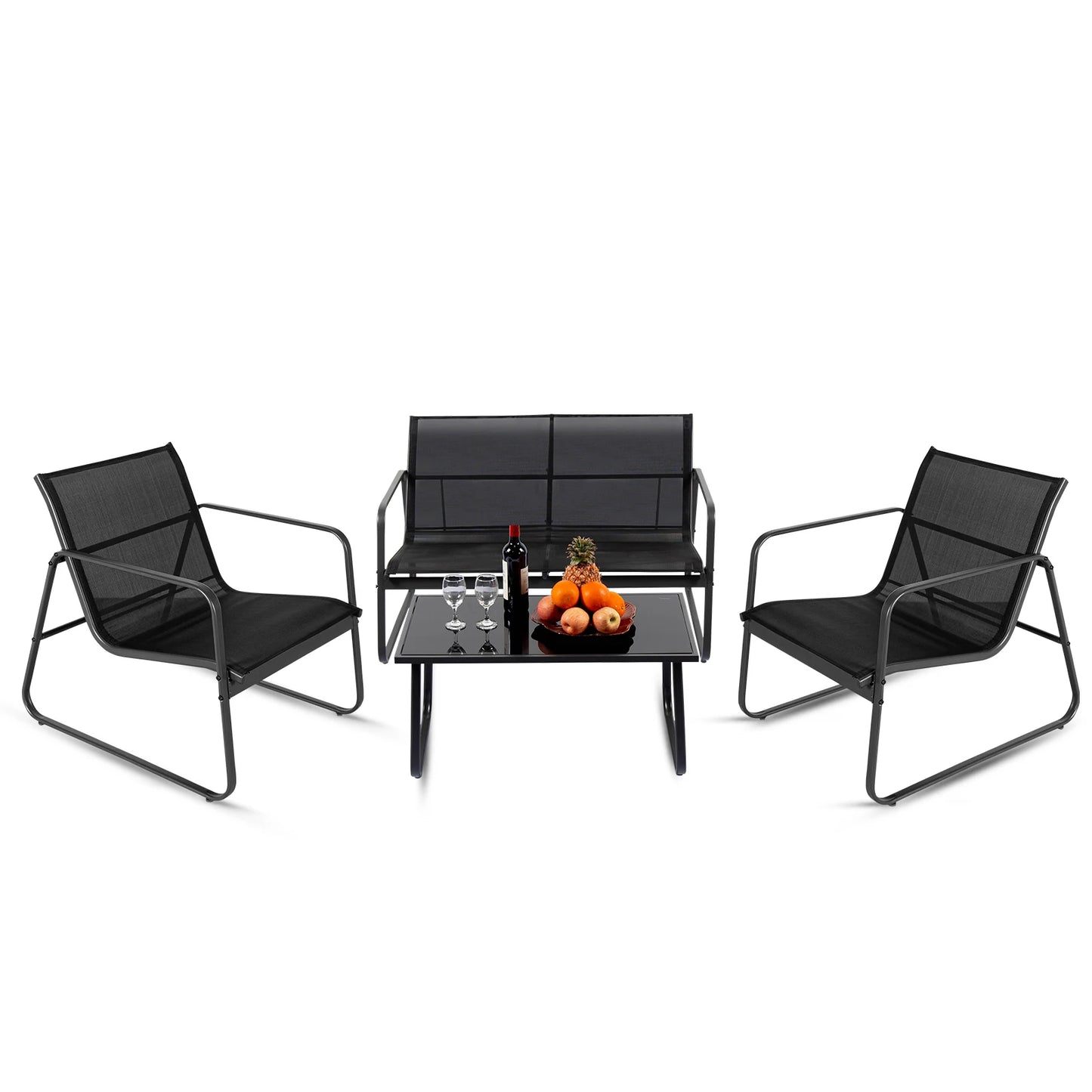 JHK Outdoor Patio Furniture 4 Piece Set With Table
