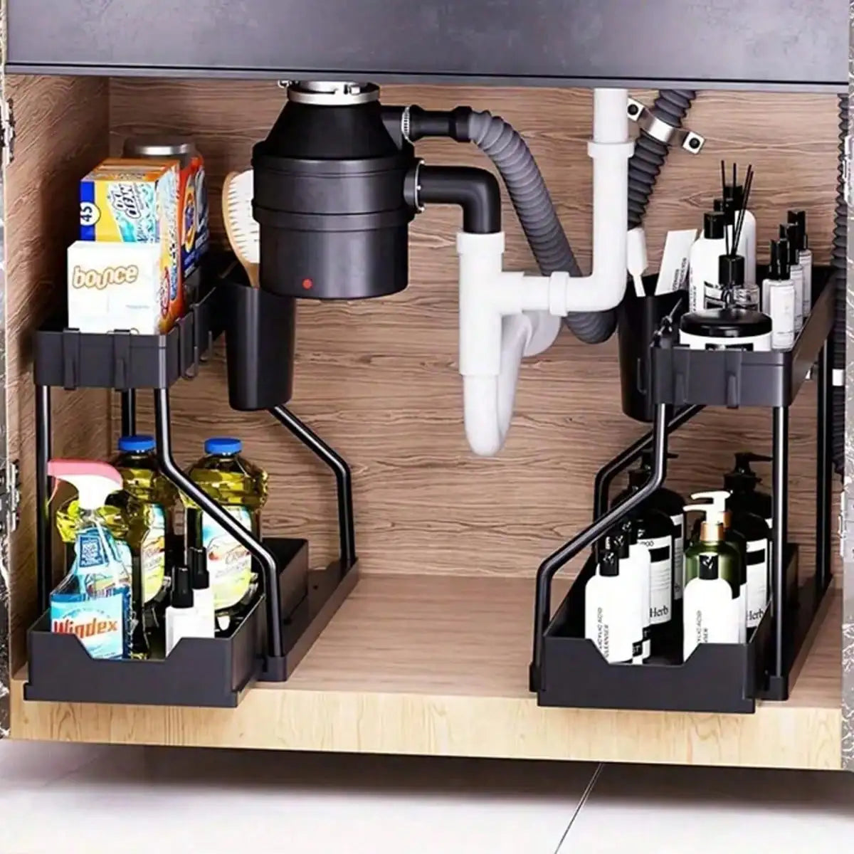 Metal Under Sink Pull Out Cabinet Storage Organizer With Drawer