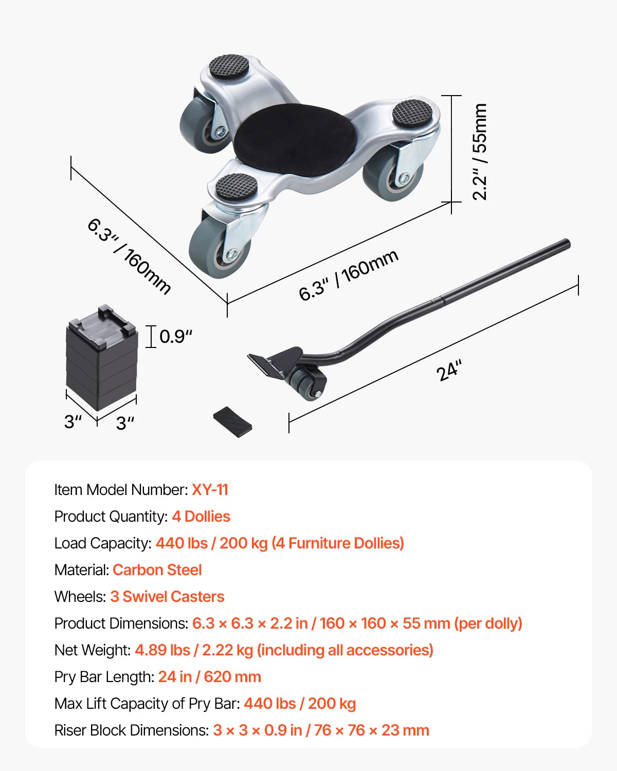 SucceBuy Furniture Dolly Movers With Swivel Casters for Appliances