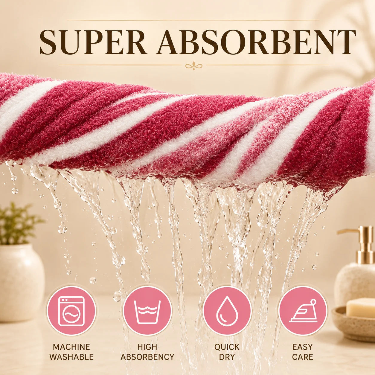 Ultra Absorbent Polyester Towel Set For Bathroom Spa