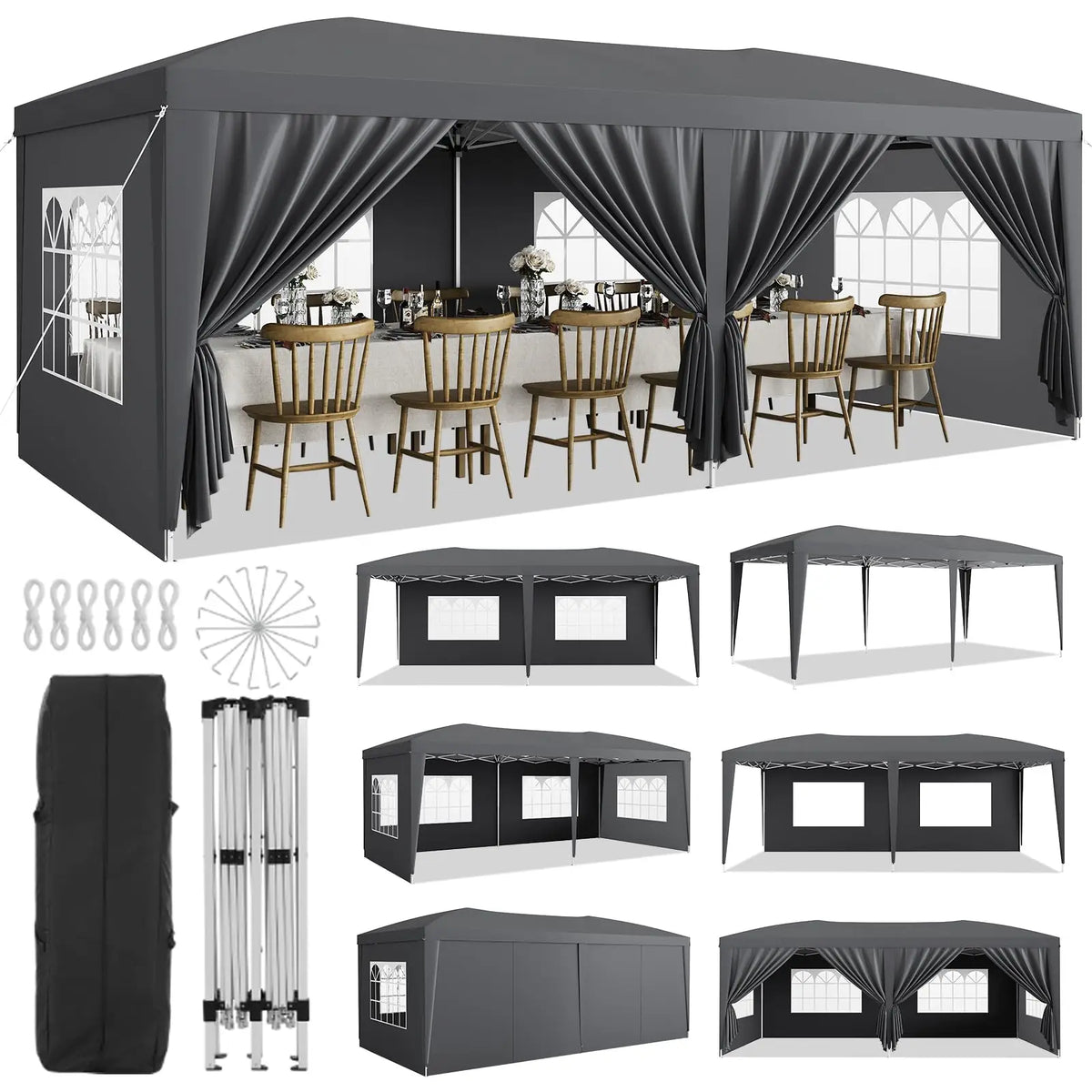 HiMISS Pop Up Canopy Tent With Removable Sidewalls Heavy Duty Waterproof
