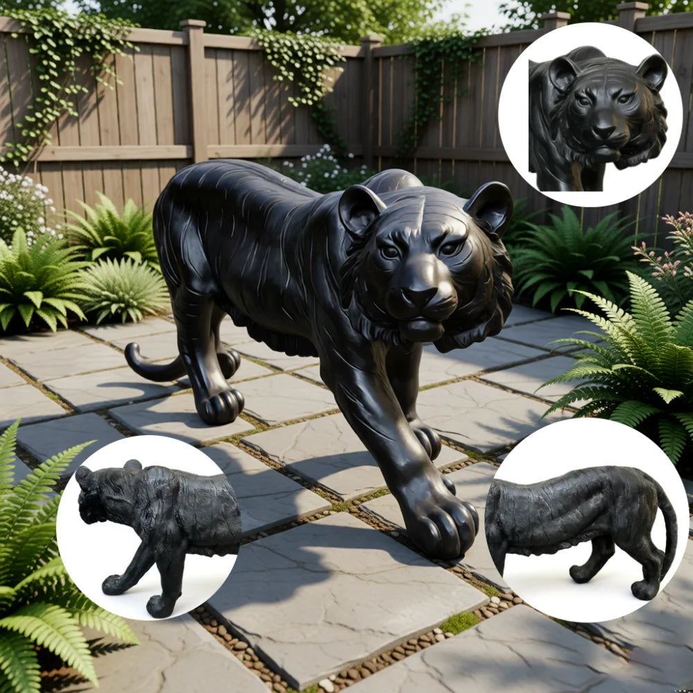 Simulated Tiger Resin Garden Statue For Patio Decor