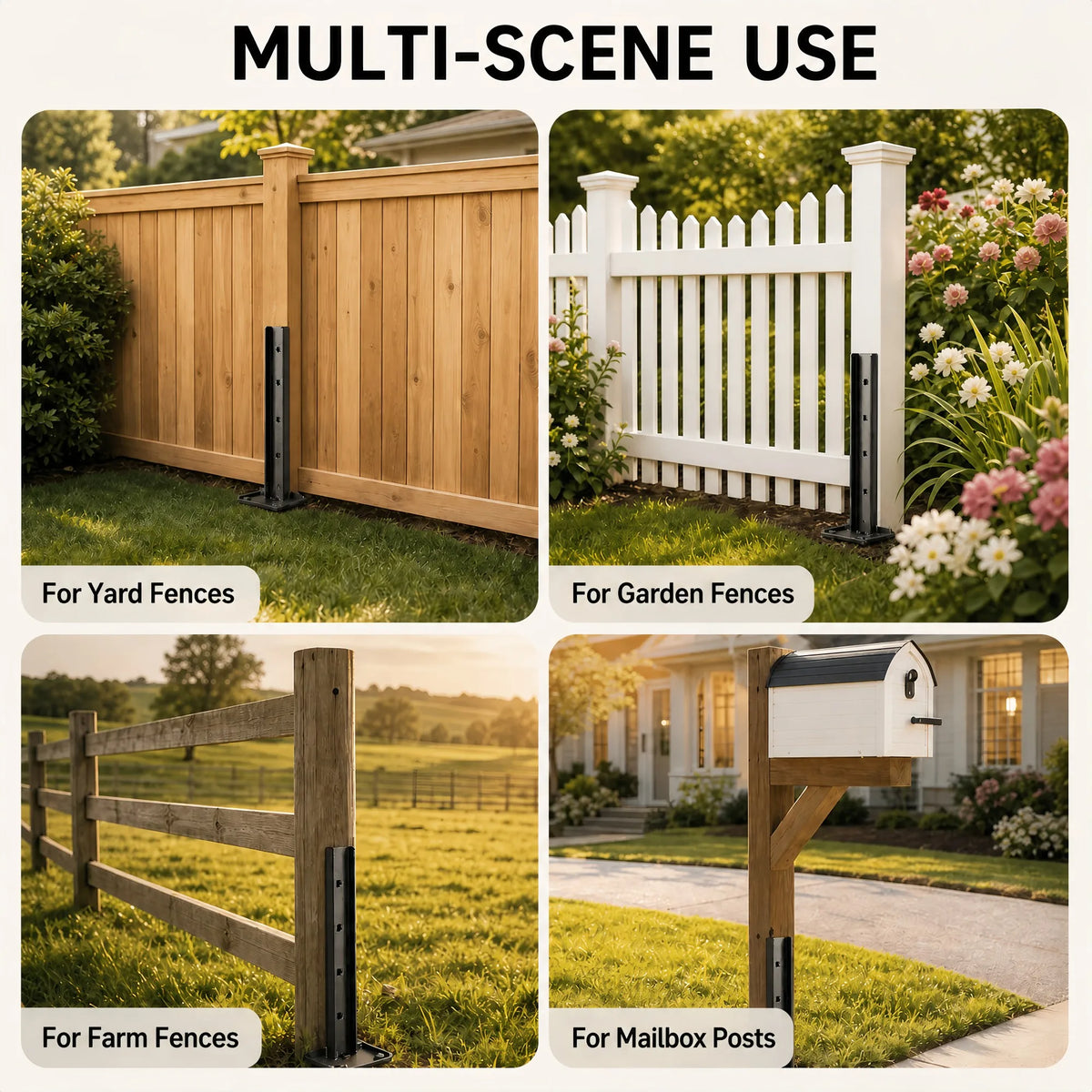 Heavy Duty Steel Fence Post Repair Kit With Anchor