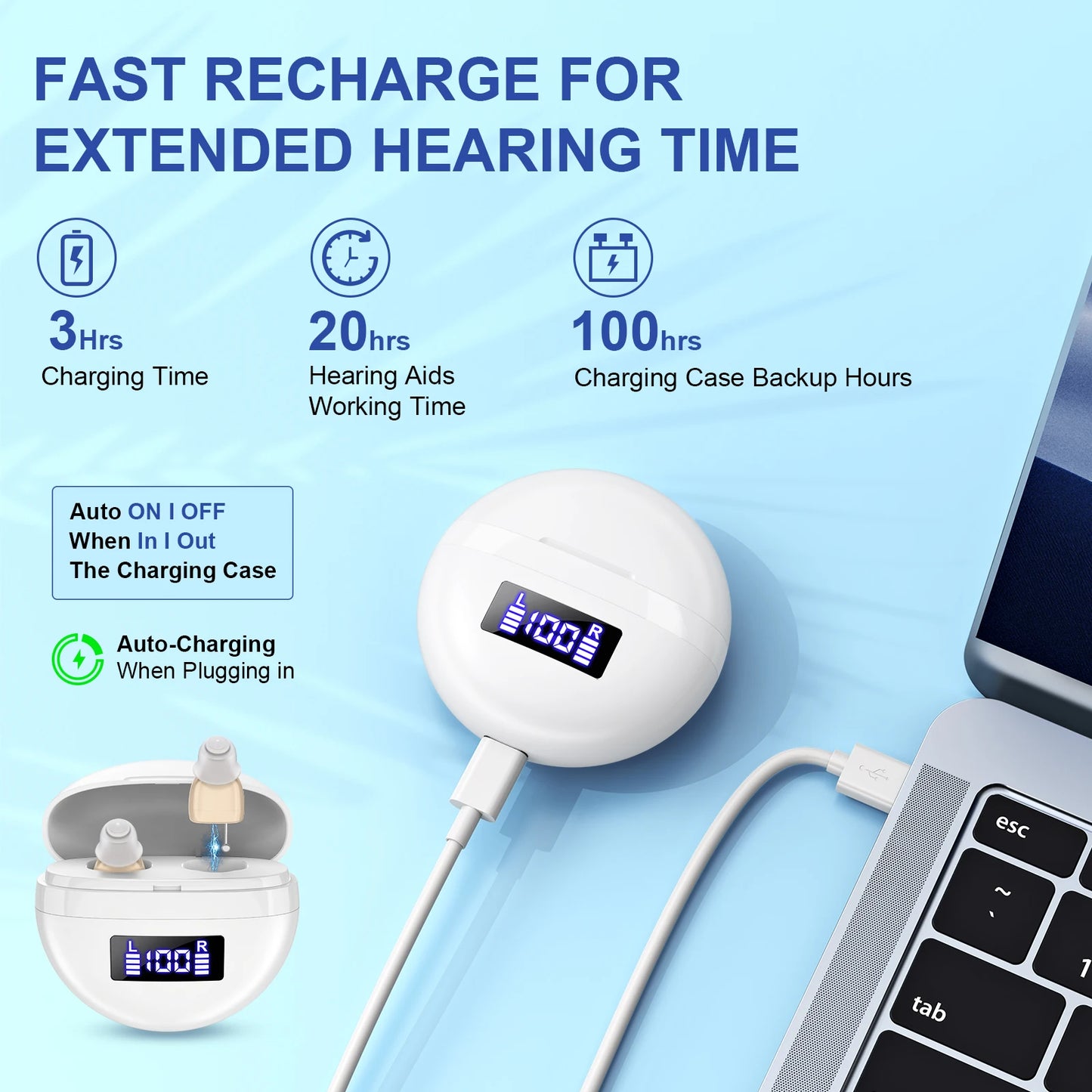 Kfcoptee Mini Rechargeable Invisible In-Ear Hearing Amplifier With Adjustable Volume