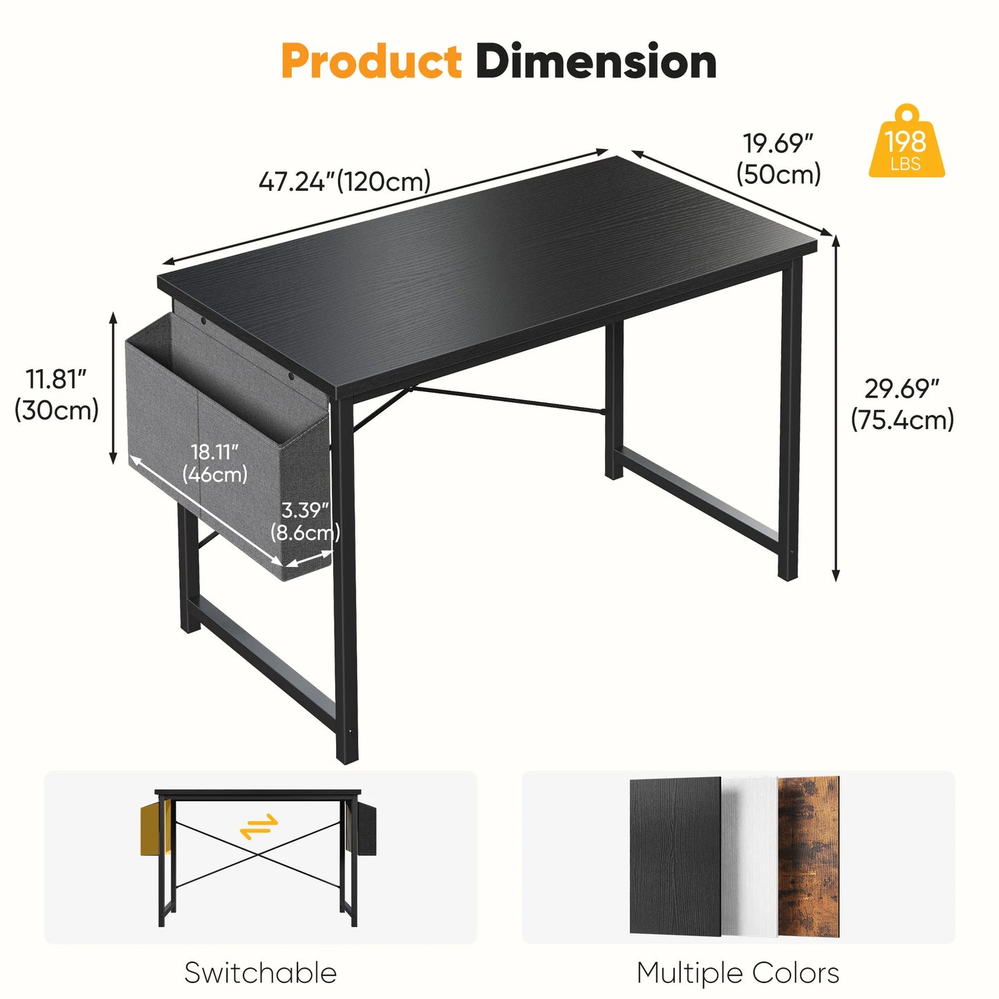 JHK Computer Office Desk With Storage And Metal Frame