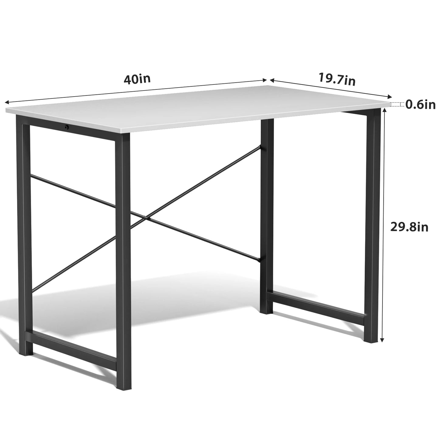 JHK Computer Desk Wood Table With Metal Frame For Office