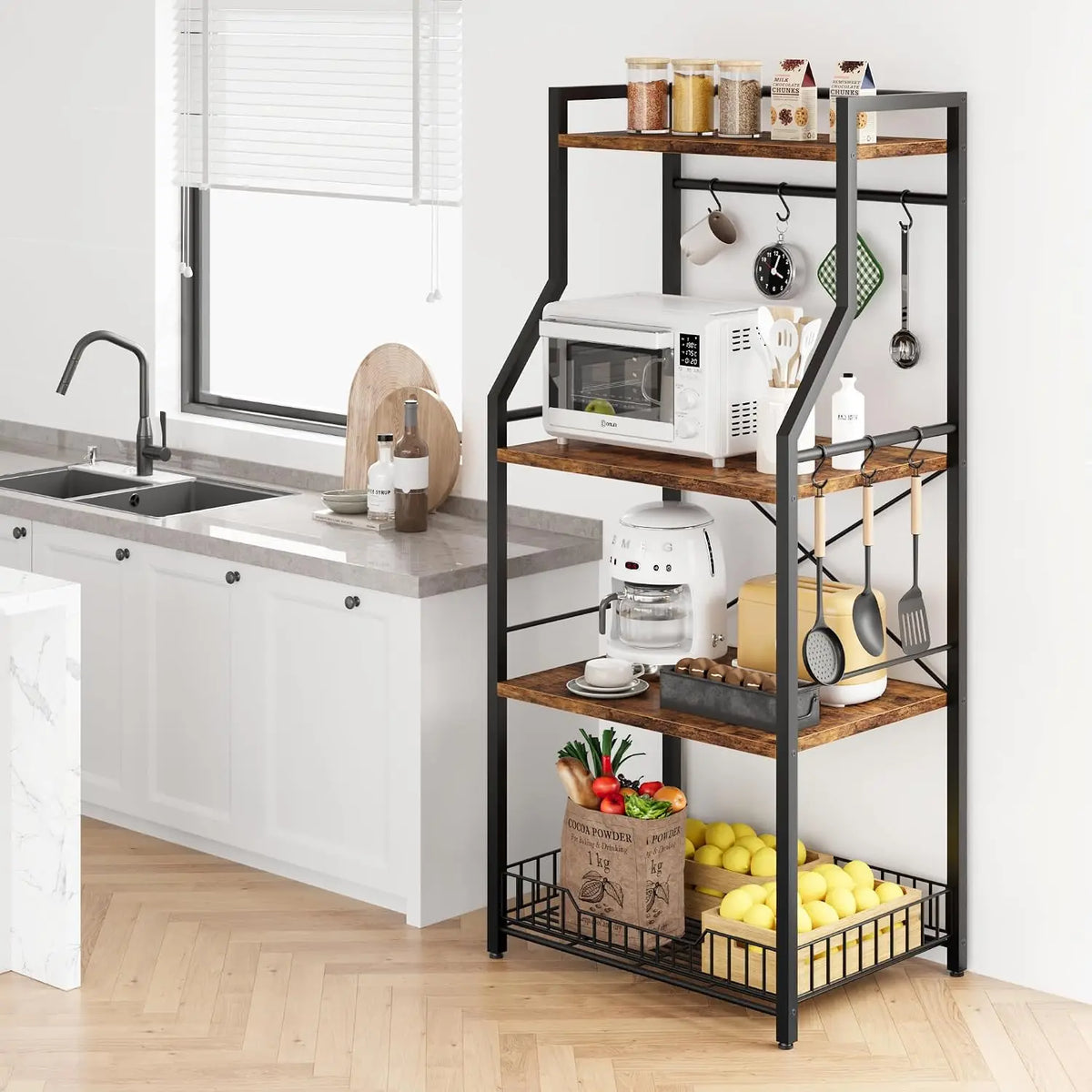 Garvee 4 Tier Metal Floor Standing Kitchen Cookware Rack