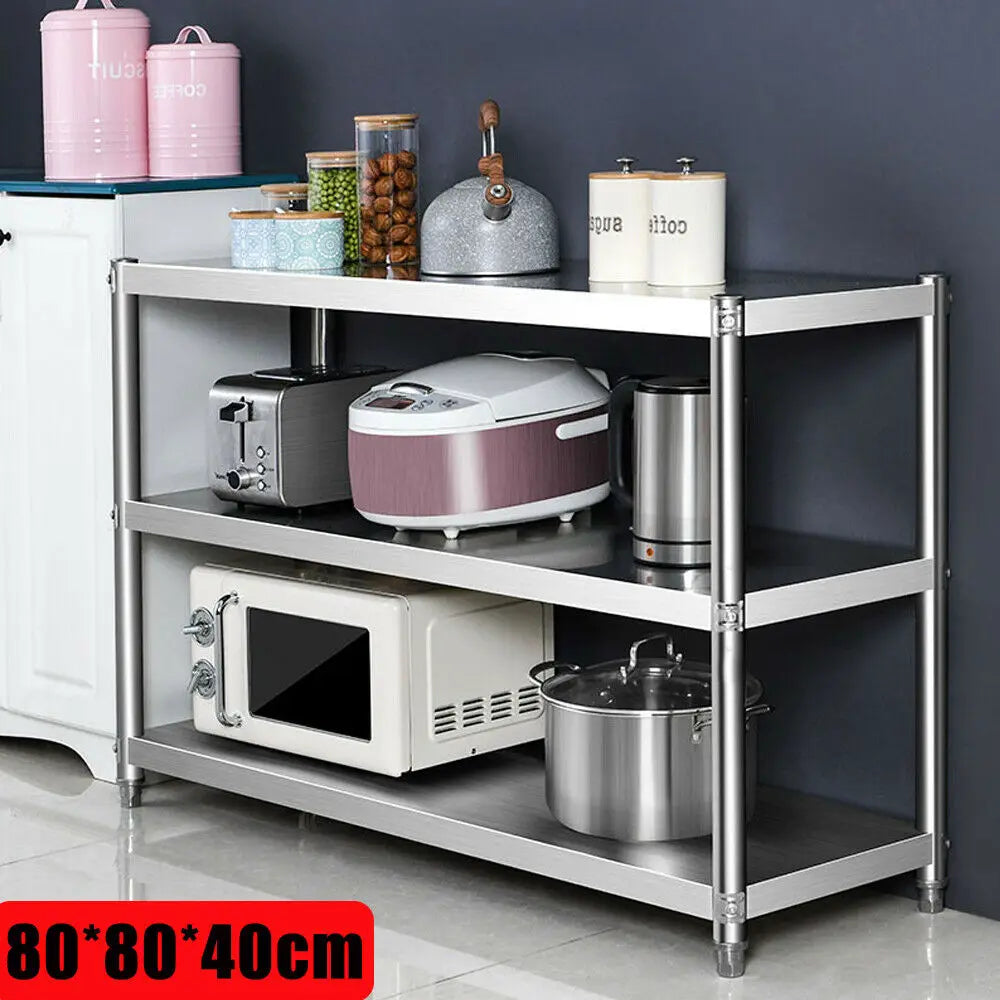 Heavy Duty Stainless Steel Storage Shelving Organizer With Three Tiers