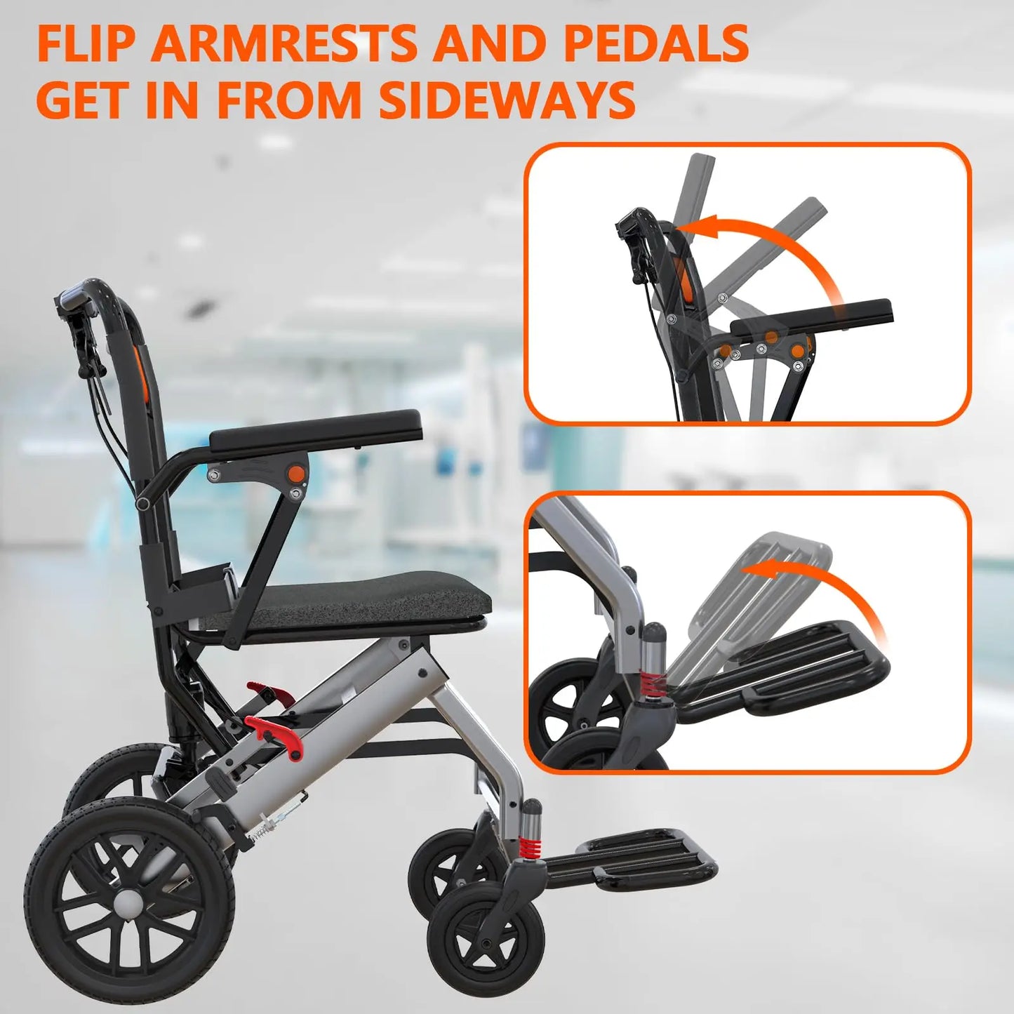 Hydraulic Patient Lift Transfer Chair With 180 Degree Split Seat