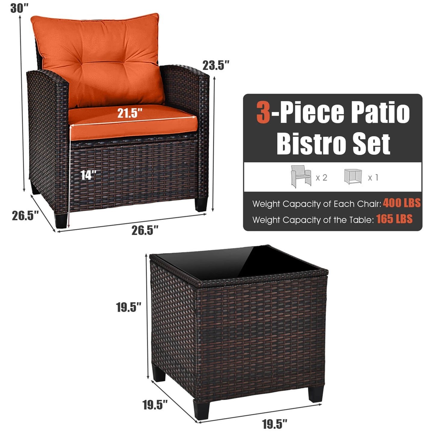 HOMASIS Outdoor Patio Rattan Cushioned Conversation Set