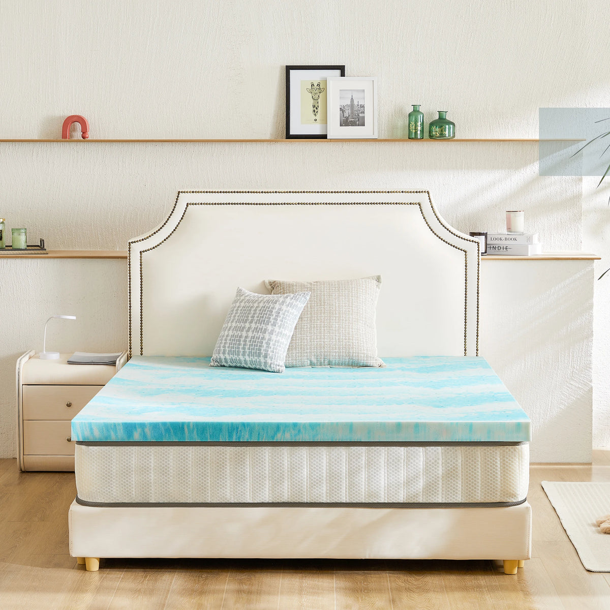 JHK Gel Memory Foam Mattress Topper For Enhanced Sleep Comfort