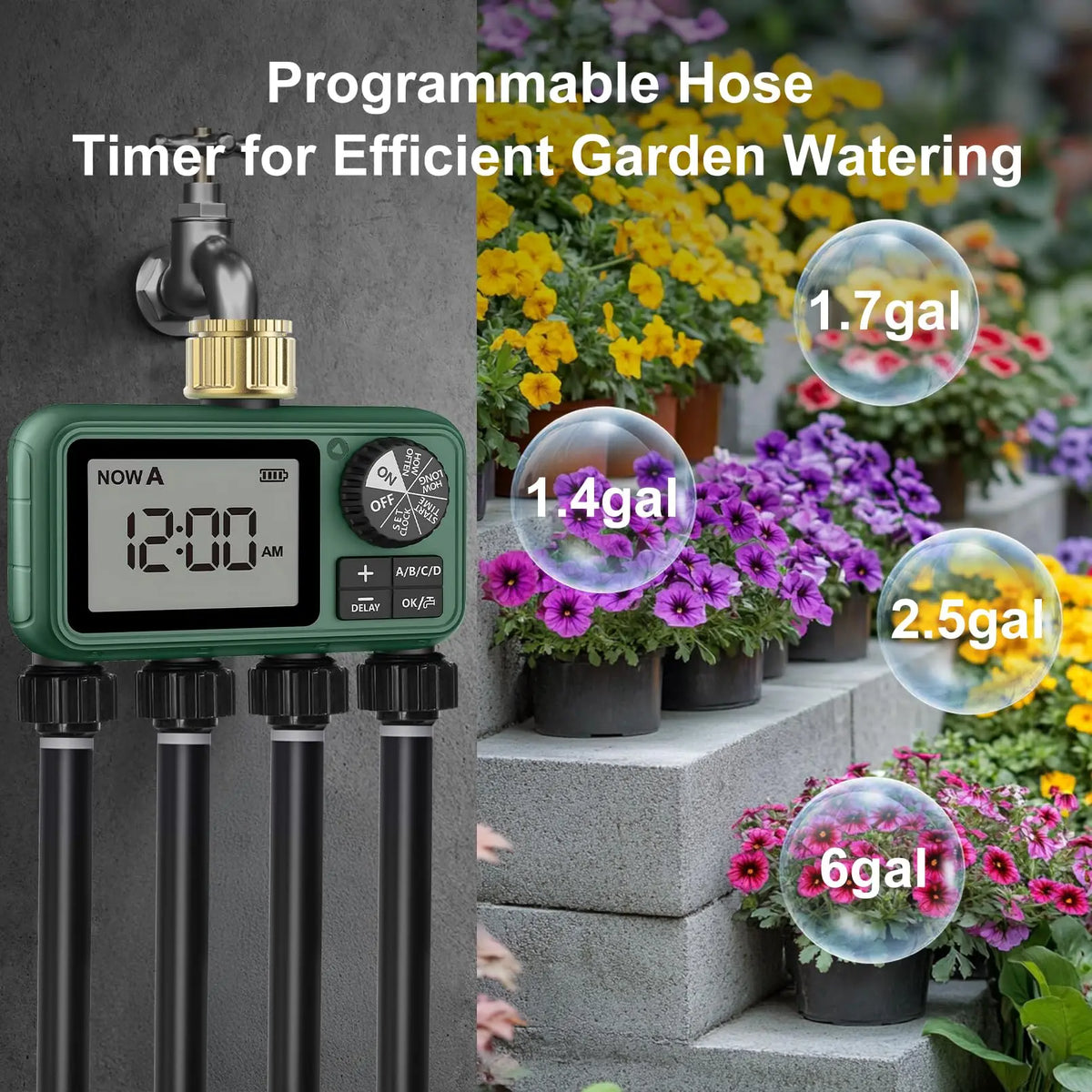 Automatic 4 Zone Programmable Garden Sprinkler Timer For Irrigation