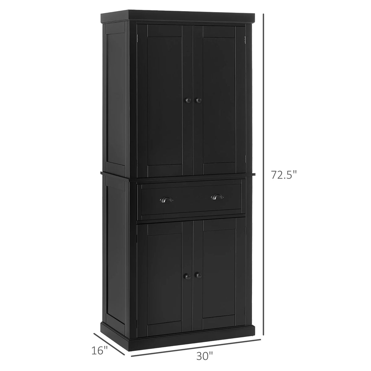 Homcom Traditional Kitchen Pantry Cabinet With 4 Doors And Drawer