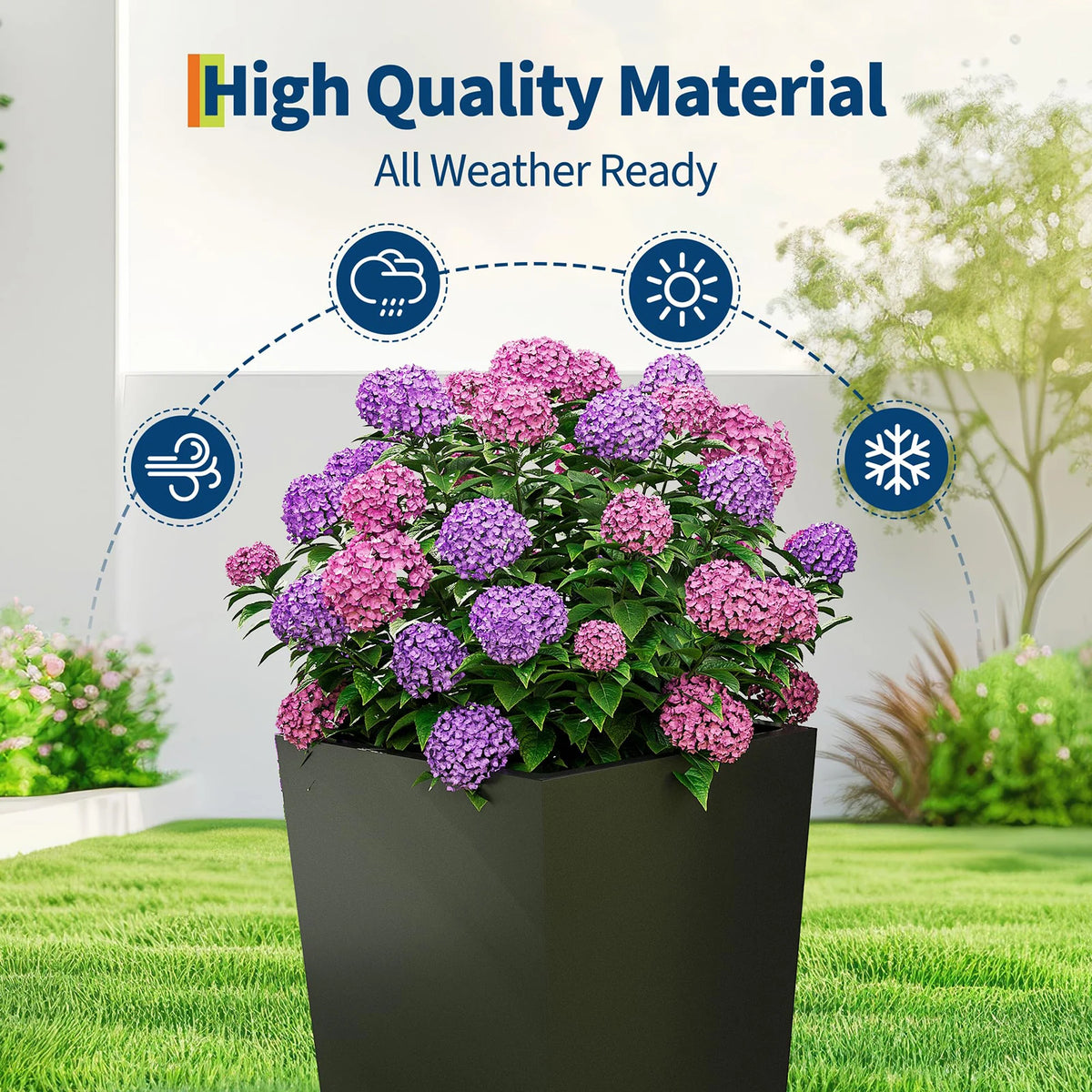 HiMISS Self Watering Tall Planters With Drainage And Water Monitor