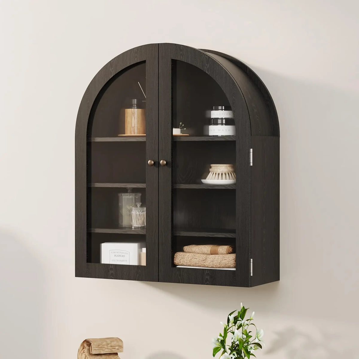 Arched Stainless Steel Wall Cabinet With Doors And Adjustable Shelf