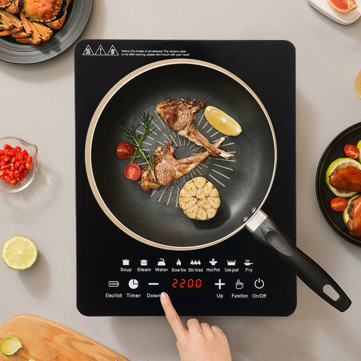 750W Electric Induction Cooktop With Touch Control And Timer