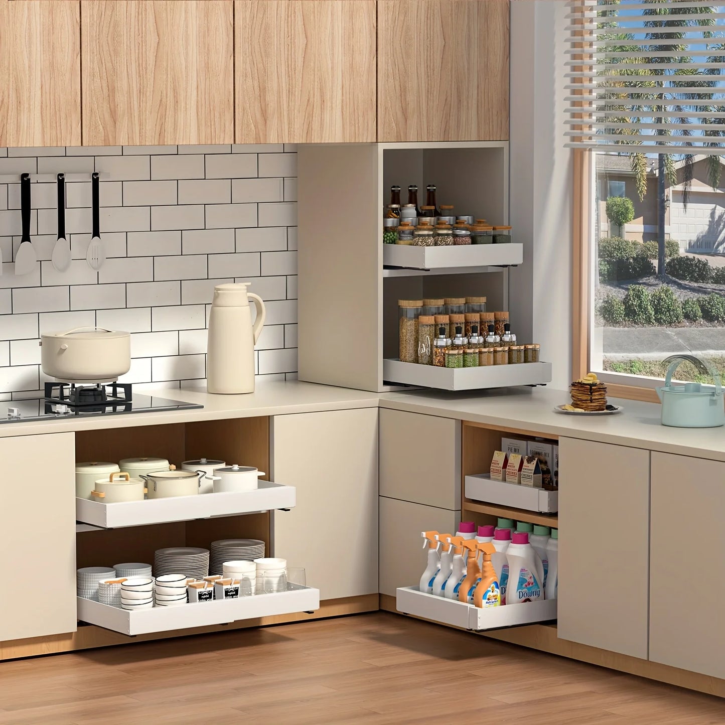 Pull Out Cabinet Organizer Slide Out Storage Rack For Pantry
