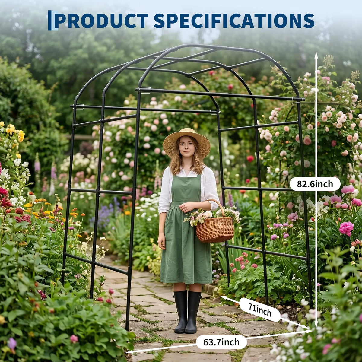 HiMISS Metal Garden Arch Trellis Adjustable Plant Support System