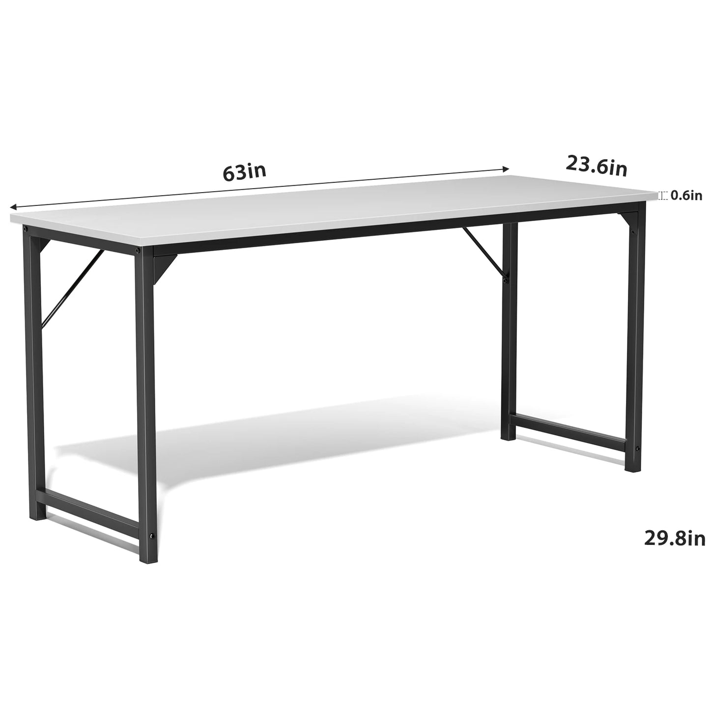 JHK Computer Desk Wood Table With Metal Frame For Office