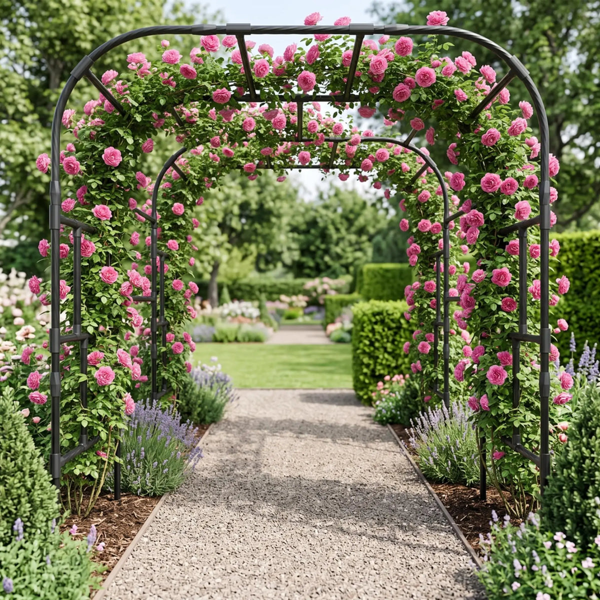 Rustproof Steel Garden Arch Trellis Climbing Plant Support Arbor
