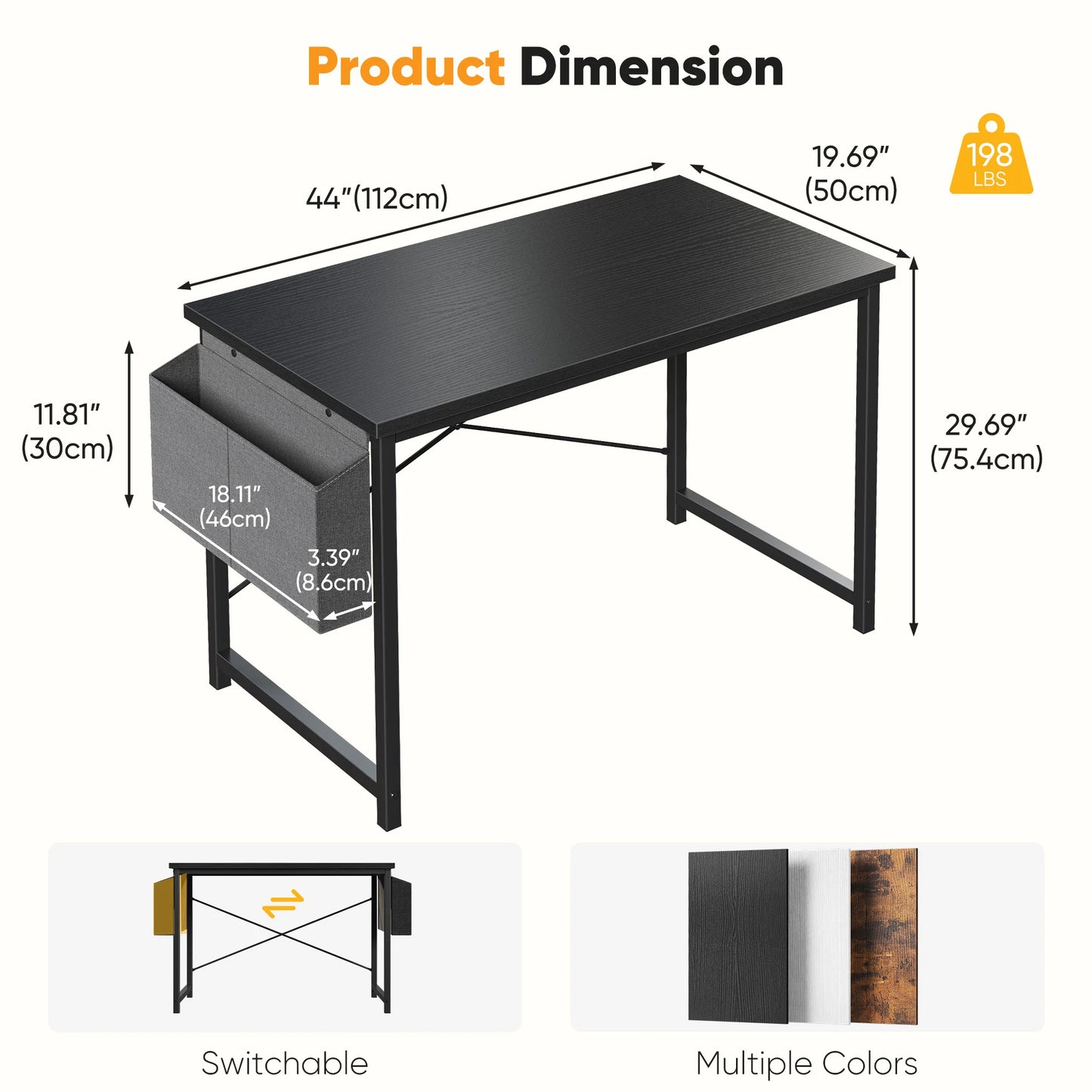JHK Computer Office Desk With Storage And Metal Frame