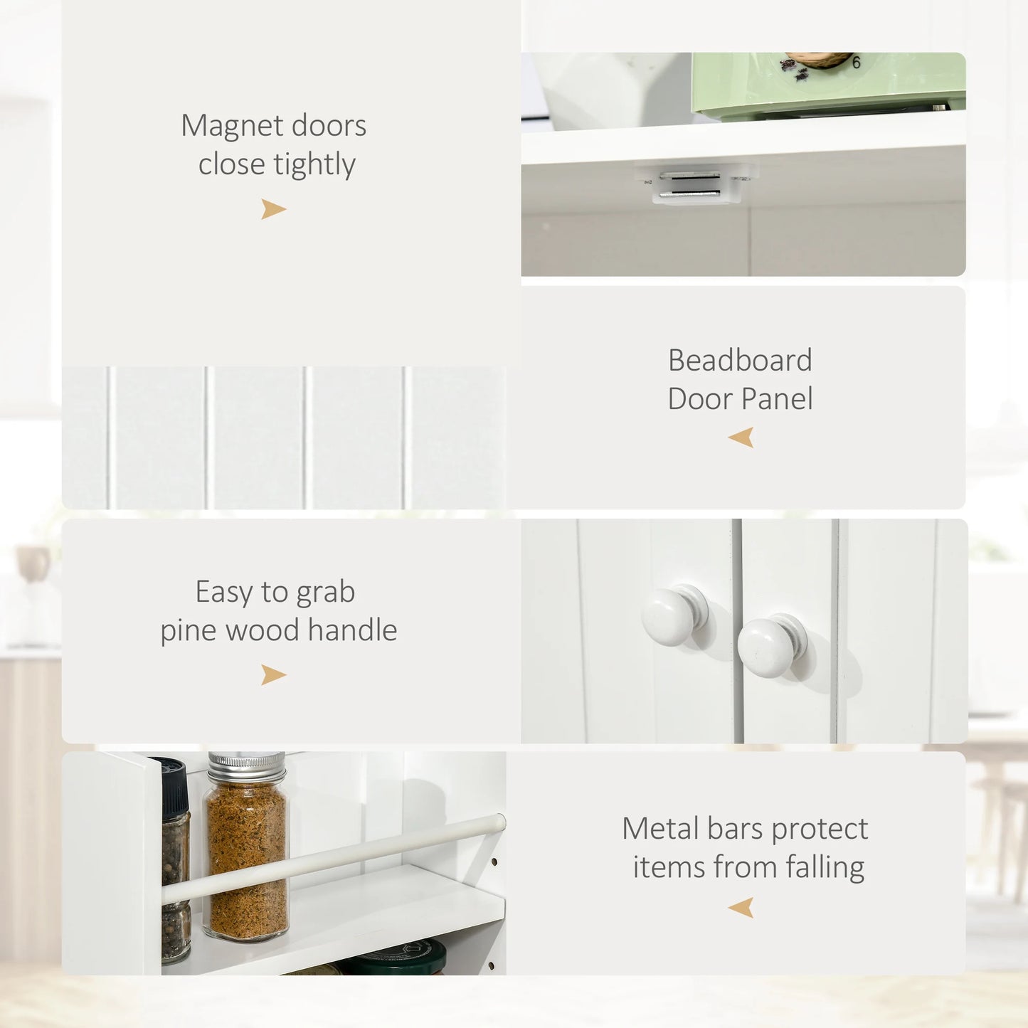 Modern Freestanding Kitchen Pantry Cabinet With Adjustable Shelves
