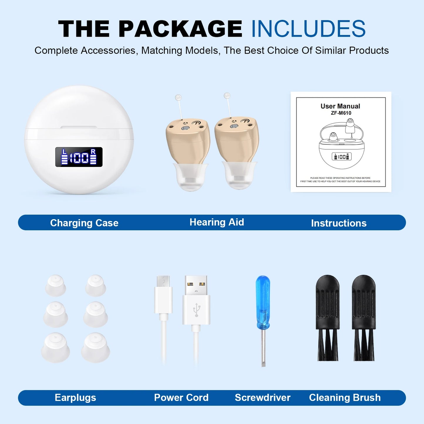 Kfcoptee Mini Rechargeable Invisible In-Ear Hearing Amplifier With Adjustable Volume