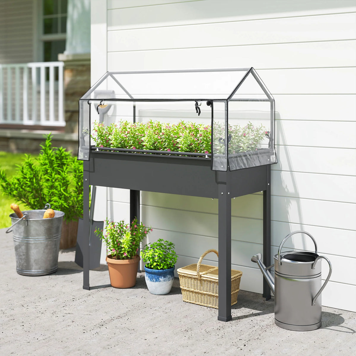 Outsunny Protective Raised Garden Bed With Greenhouse Cover
