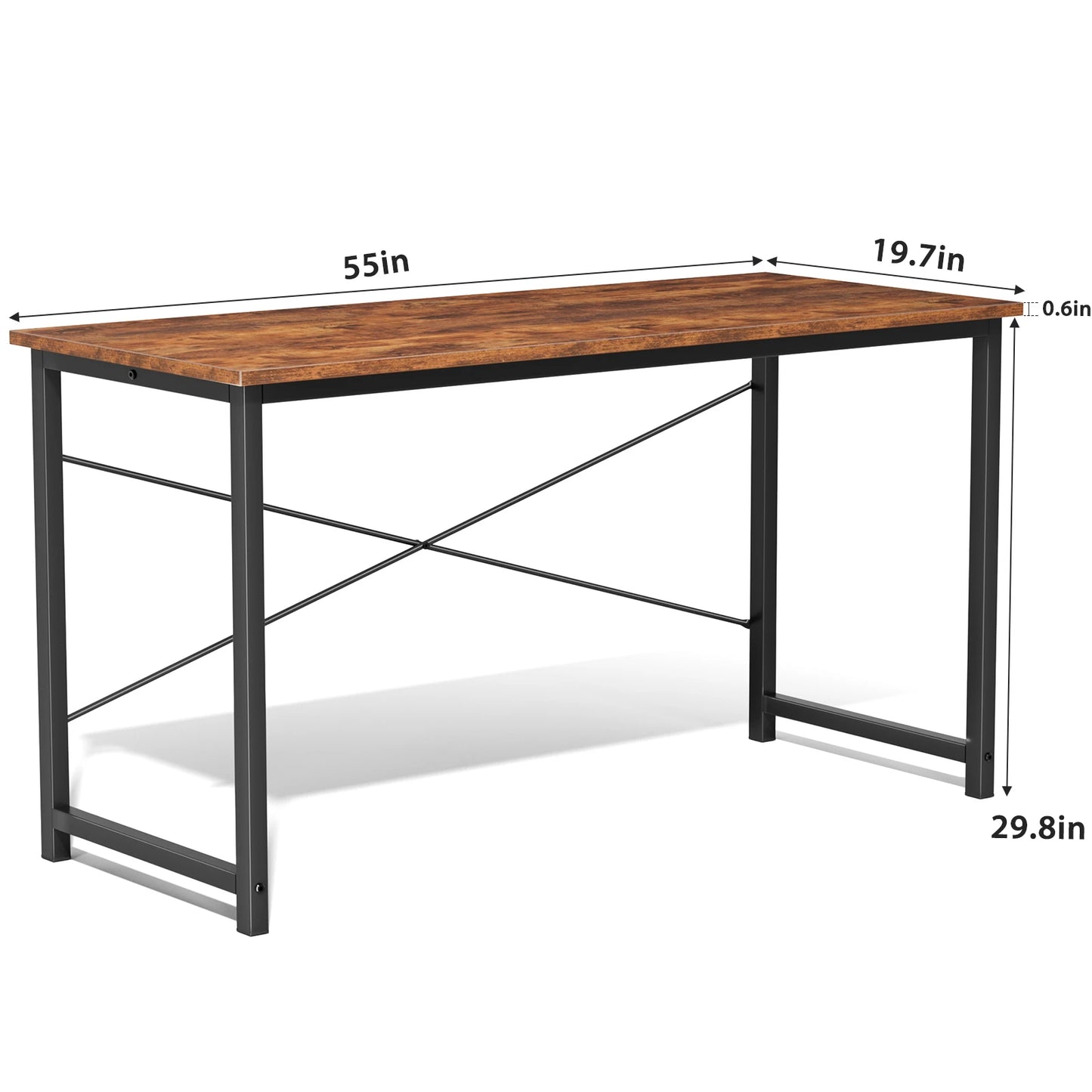 JHK Computer Desk Wood Table With Metal Frame For Office