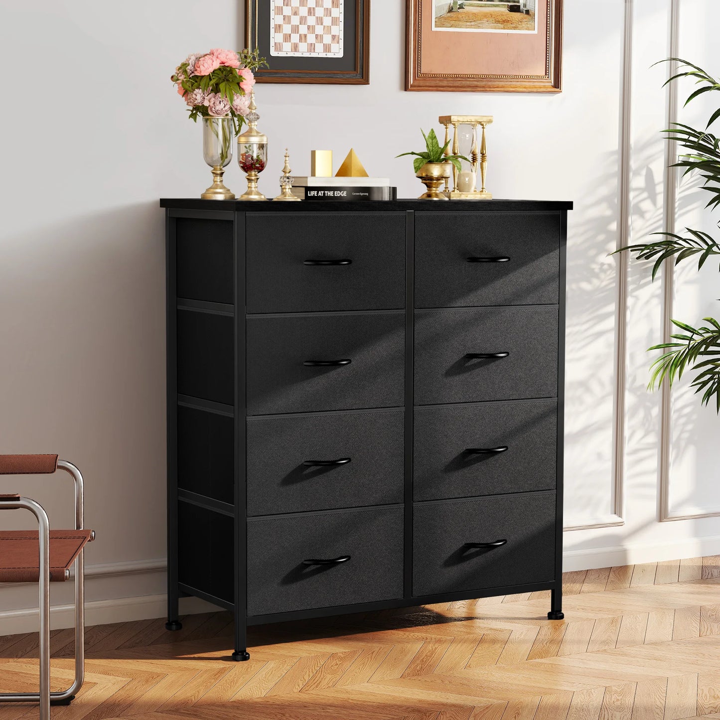 JHK Dresser Wardrobe With 8 Fabric Drawers Metal Frame Cabinet