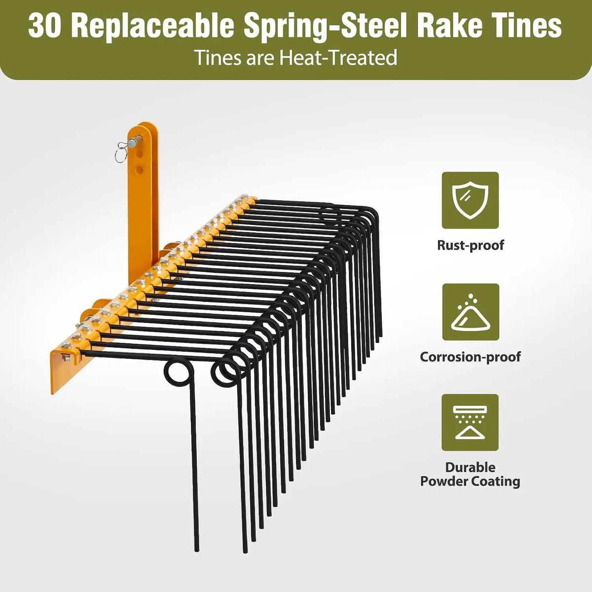 30 Spring Steel Fence Rake 3 Point Tractor Hitch Fit