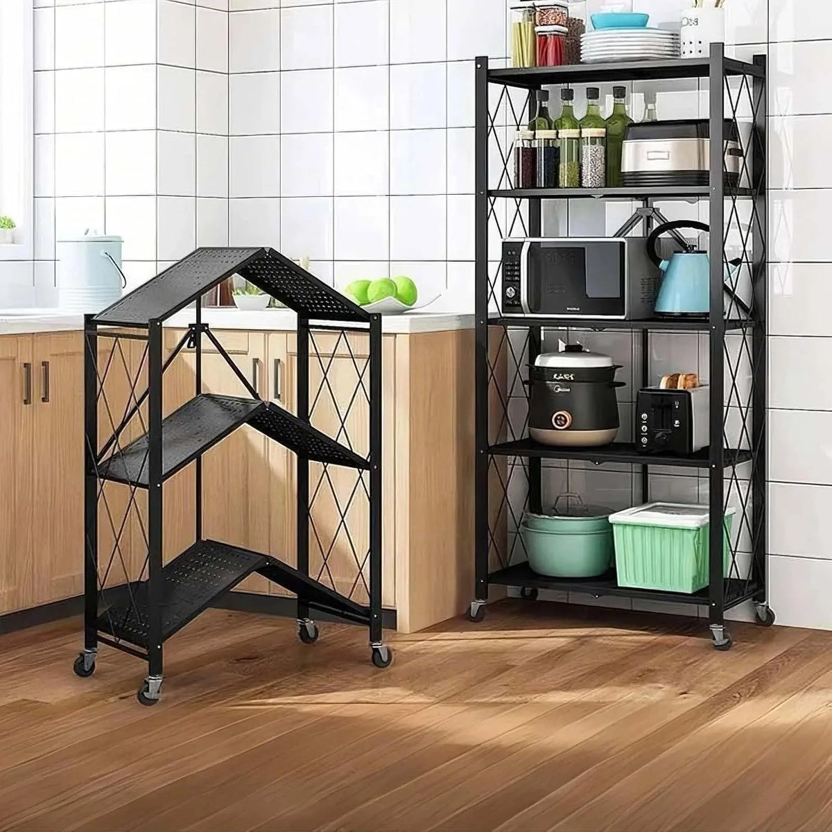 Heavy Duty 5 Tier Metal Storage Rack With Rolling Wheels