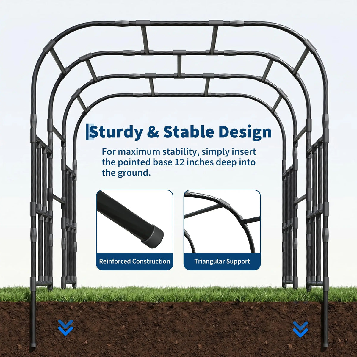 Rustproof Steel Garden Arch Trellis Climbing Plant Support Arbor